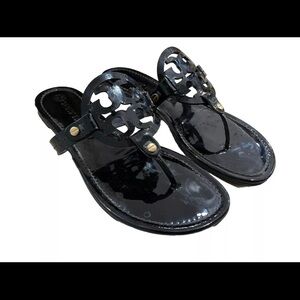 Tory Burch Patent Leather Miller Thong Slip On Sandal Black 9 Women’s